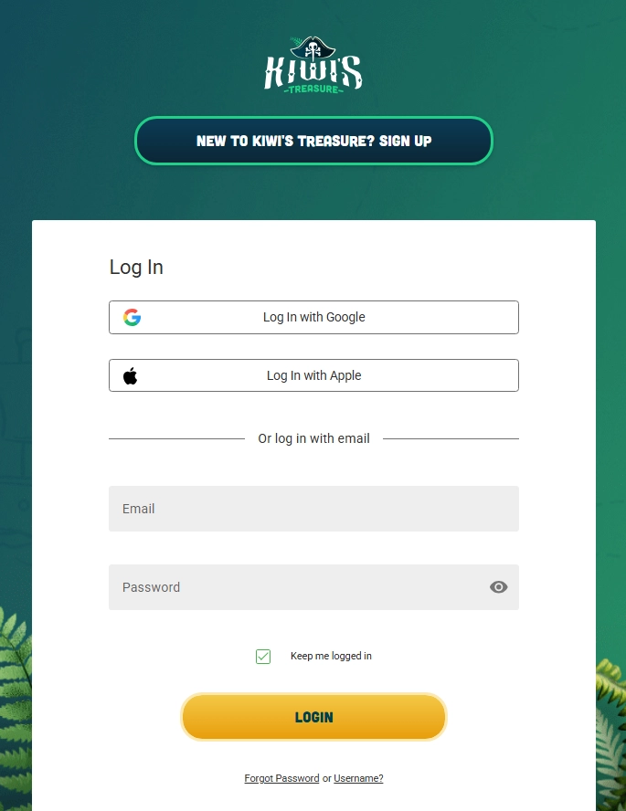 Kiwi Treasure login